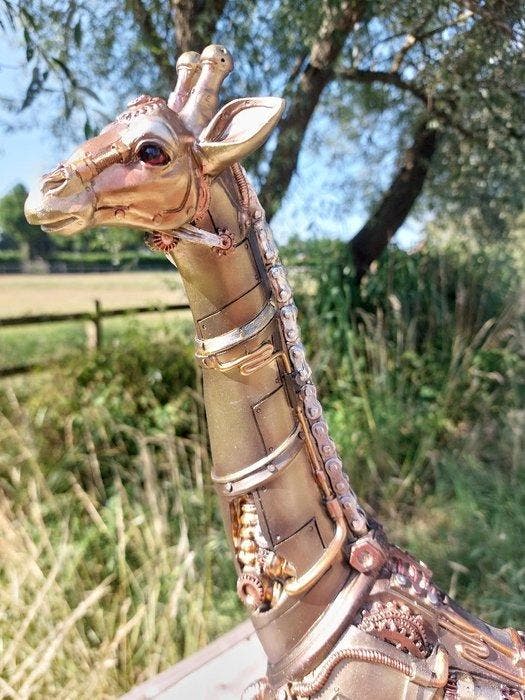 Beeld, standing giraffe steampunk - 53 cm - polyresin, Antiek en Kunst, Kunst | Designobjecten