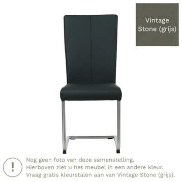 Leren eetkamerstoel Dry - Vintage Stone (grijs) - Sledepoot, Huis en Inrichting, Nieuw, Leer, Ophalen of Verzenden, Modern