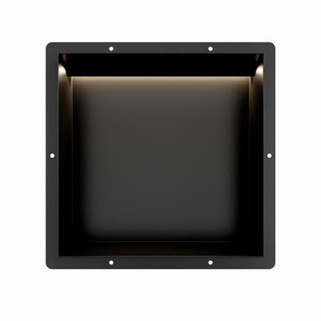 Mat Zwart RVS Inbouwnis 30x30x10cm met tegelflens en RGB, Verzenden, Nieuw