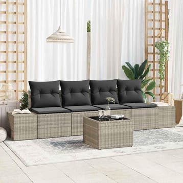vidaXL Tuin Sofa Set 5 st Licht Grijs en Donker Grijs poly, Verzenden, Nieuw, 5 zitplaatsen