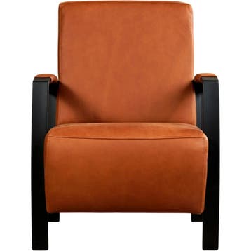 Leren fauteuil Glory - Rancho Cognac (cognac), Nieuw, Ophalen of Verzenden, 50 tot 75 cm, Industrieel, Modern