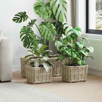 vidaXL Plantenmand met opslag GENDT 3 st Natuurlijk grijs, Verzenden, Nieuw