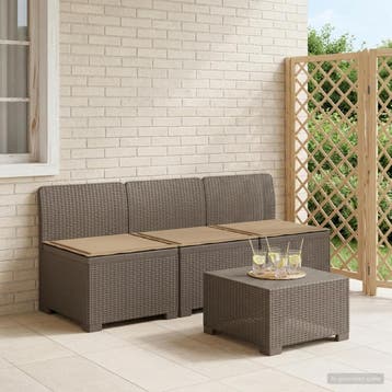 vidaXL 3-zits tuinbank met kussens in rattanlook 3-zits PP, Verzenden, Nieuw