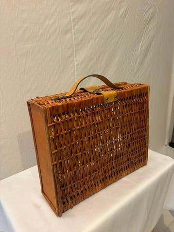 . - Rattan mandje Origineel Jaren 60 - Koffer