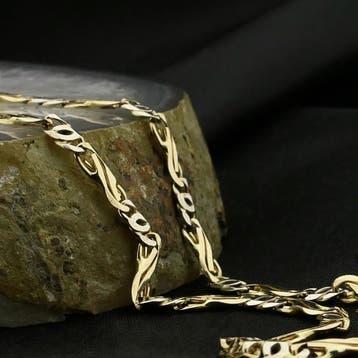 Bicolor gouden infinity schakelketting, Ophalen of Verzenden, Gebruikt, Overige kleuren, Goud