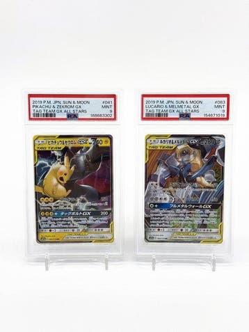Pokémon - 2 Graded card - Pikachu & Zekrom GX Full art, Foil, Hobby en Vrije tijd, Nieuw