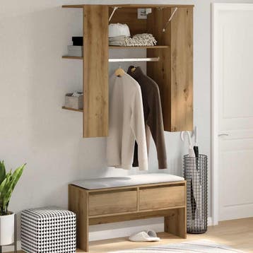 vidaXL Halmeubel 97,5x37x99 cm bewerkt hout artisanaal, Huis en Inrichting, Verzenden, Nieuw