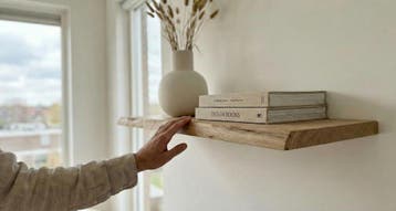 Eiken Wandplank Boomstam | Incl. Blinde Bevestiging, Met plank(en), Verzenden, Eikenhout, Nieuw