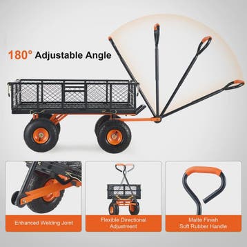 Robuuste Metalen Tuinwagen met 400/880lbs Capaciteit - Veelz, Verzenden, Nieuw