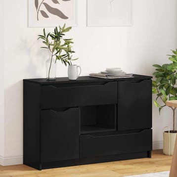 vidaXL Dressoir met lade Zwart 100 x 30 x 65,6 Bewerkt hout, Verzenden, Nieuw, Overige houtsoorten, Minder dan 50 cm