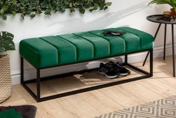 Elegante bank PETIT BEAUTE 108 cm smaragdgroen fluweel zwart, Huis en Inrichting, Ophalen of Verzenden, Nieuw