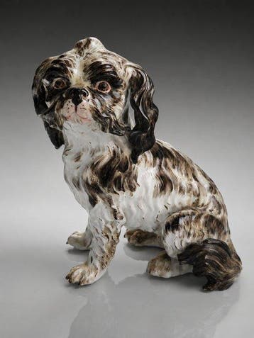 Meissen - Beeldje - RARE 18th C. MEISSEN BOLOGNESE DOG /, Antiek en Kunst