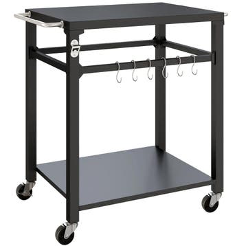 Buiten-Grillwagen, Pizzaoventafel Met Metalen Oppervlak, 2-l, Verzenden
