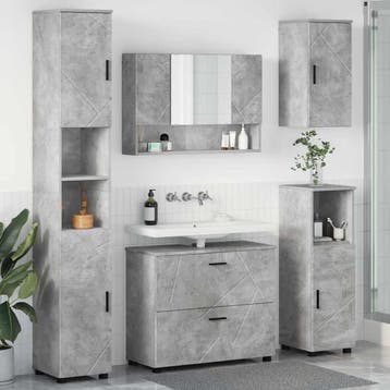 vidaXL Badkamermeubelset 5 st Beton Grijs 35 x 30 x 192 cm, Verzenden, Nieuw, Overige typen
