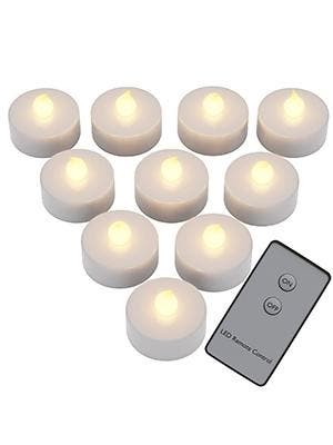 Theelichtjes LED Set van 10 Wit Kunststof 37x36mm, Verzenden, Nieuw