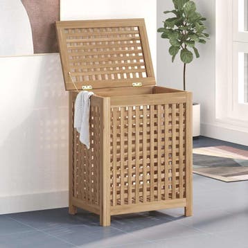 vidaXL Wasmand Naturel Massief Teakhout, Verzenden, Nieuw