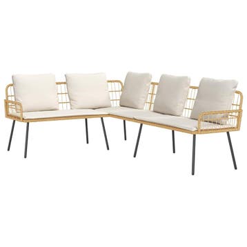 vidaXL Bank 5-Aantal zitplaatsen Natuur Staal, Tuin en Terras, Verzenden, Nieuw, Rvs