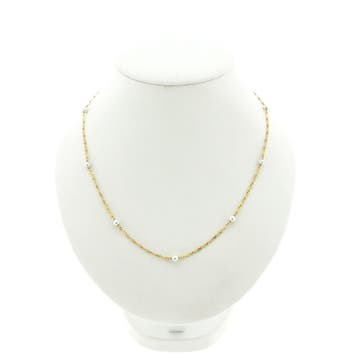 18 krt. Vintage gouden ketting met parels., Gebruikt, Ophalen of Verzenden, Met edelsteen, Goud