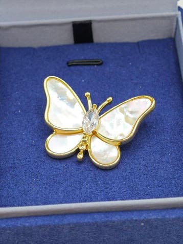 Verguld, Zilver, Sterling zilver .925 vlinder - Broche -, Antiek en Kunst