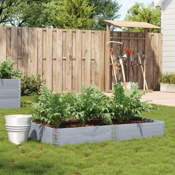 vidaXL Plantenbak 150x100 cm massief grenenhout grijs, Verzenden, Nieuw, Hout