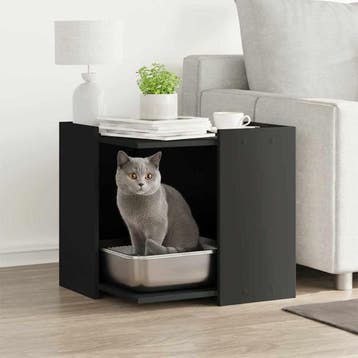 vidaXL Kattenbakkast 53x53x51 cm bewerkt hout zwart, Verzenden, Nieuw