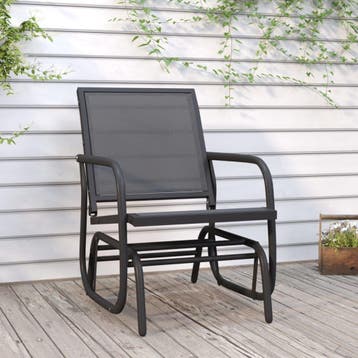 vidaXL Schuifstoel tuin 61x76x87 cm textileen en staal zwart, Verzenden, Nieuw, Metaal