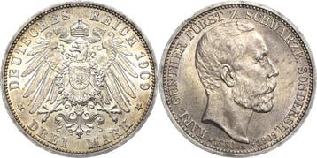 3 Mark Schwarzburg-sondershausen Karl Guenther 1880-1909, Verzenden