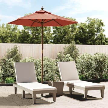 vidaXL Parasol met houten paal 196x231 cm terracottakleurig, Verzenden, Nieuw, 1 tot 2 meter