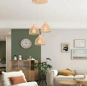 Vintage Rotan Hanglamp – Bamboe Rieten Plafondlamp Design, Huis en Inrichting, Lampen | Hanglampen, Verzenden, Nieuw, Hout