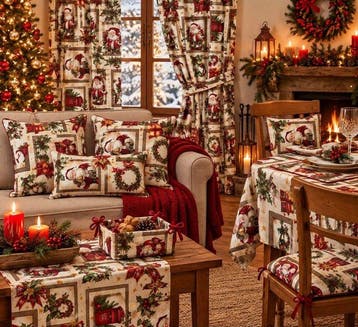 Kersttafelkleed voor grote tafels. Patchwork-kerstdecoratie, Nieuw