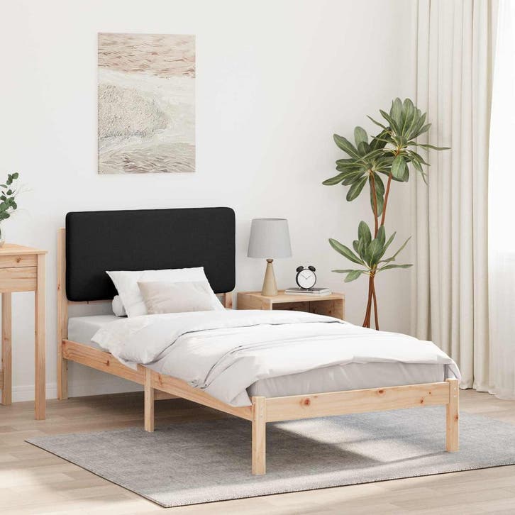 vidaXL Bedframe met Gevoerd Hoofdgedeelte Zwart 75 x 190 cm, Huis en Inrichting, Slaapkamer | Bedden, Zwart, Nieuw, Hout, Verzenden
