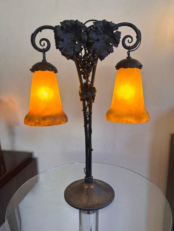 Muller Frères - Lamp - marmerglas - Art Deco-lamp