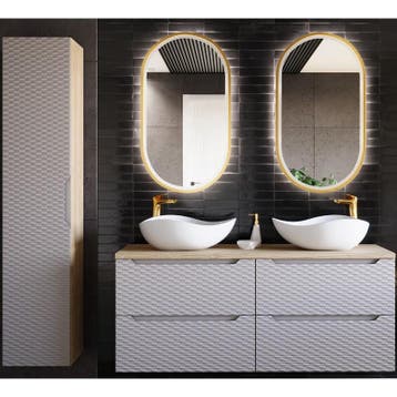 Badkamermeubel Ravelo Uno Beige 120CM (Badkamermeubels), Ophalen of Verzenden, Nieuw