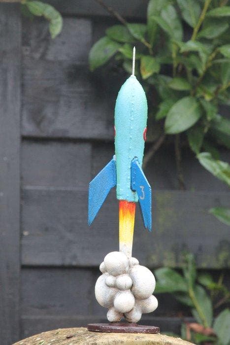 Beeldje - rocket man - gietijzer, Antiek en Kunst, Curiosa en Brocante