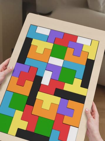 Houten Tangram Puzzel voor Kinderen - Kleurrijk Montessori L, Verzenden, Nieuw