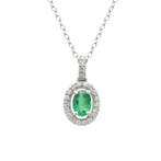 Hanger - 14 karaat Witgoud - 0.96ct. tw. Smaragd - Diamant
