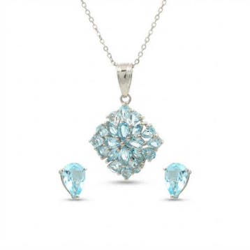 Zonder minimumprijs - 2-delige sieradenset Zilver - 6.40ct., Sieraden, Tassen en Uiterlijk