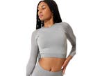 Dames sport crop top - lange mouwen  - Grijs Melange, Verzenden, Nieuw