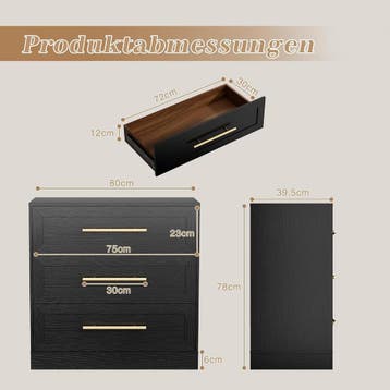 UEV Commode met 3 lades, opbergkast, moderne kast, dressoir, Verzenden, Zo goed als nieuw