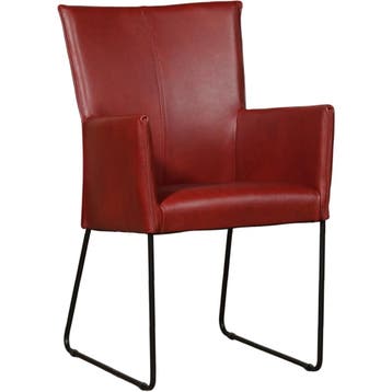 Set van 4 Leren eetkamerstoelen Mate met armleuning -, Huis en Inrichting, Stoelen, Ophalen of Verzenden, Nieuw, Leer