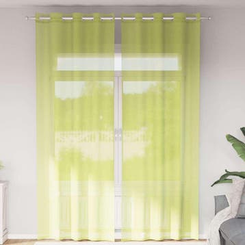 vidaXL Voile Gordijnen met doorvoertules 2 st 140x300 cm, Verzenden, Nieuw, Groen