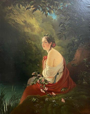 Marie Wehrle (XIX), Kring van - Flora al bagno (1864), Antiek en Kunst