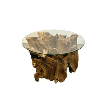Ronde salontafel met glasSalontafels, Huis en Inrichting, Tafels | Salontafels, Ophalen of Verzenden, Nieuw