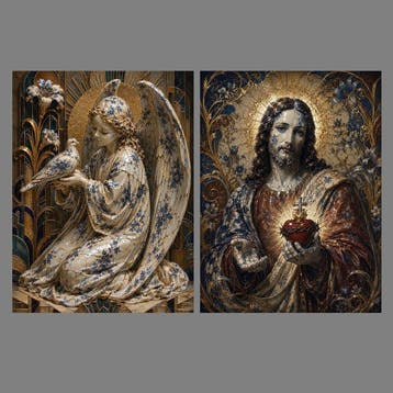 Yamila - Jesús en Kintsugi y la Paloma de la Paz, Antiek en Kunst