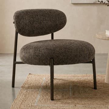 *WOONWINKEL* Bruine Fauteuil Met Ronde Zitting, Verzenden, Nieuw, Stof