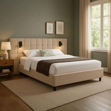 Gestoffeerd Bed Luzano - 140x200cm - Fluweel - Incl. Leeslam, Huis en Inrichting, Slaapkamer | Bedden, Verzenden, Nieuw