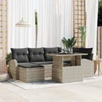 vidaXL Tuin Sofa Set met opslag 7 pcs Lichtgrijs Poly riet, Verzenden, Nieuw, Rotan