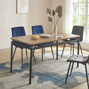 [en.casa] Eettafel Hemnes 140x80x75 cm eikenkleurig en zwart, Huis en Inrichting, Tafels | Eettafels, Verzenden, Nieuw