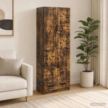 vidaXL Kastenset 2 st Gerookt eiken Bewerkt hout, Minder dan 50 cm, Verzenden, Nieuw, Minder dan 100 cm