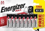 Energizer MAX 8 + 4 stuks Alkaline-Batterijen | AA | 1.5 V, Nieuw
